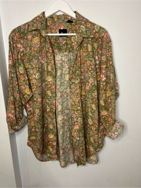 Vintage Lizsport Floral Button-Down Shirt